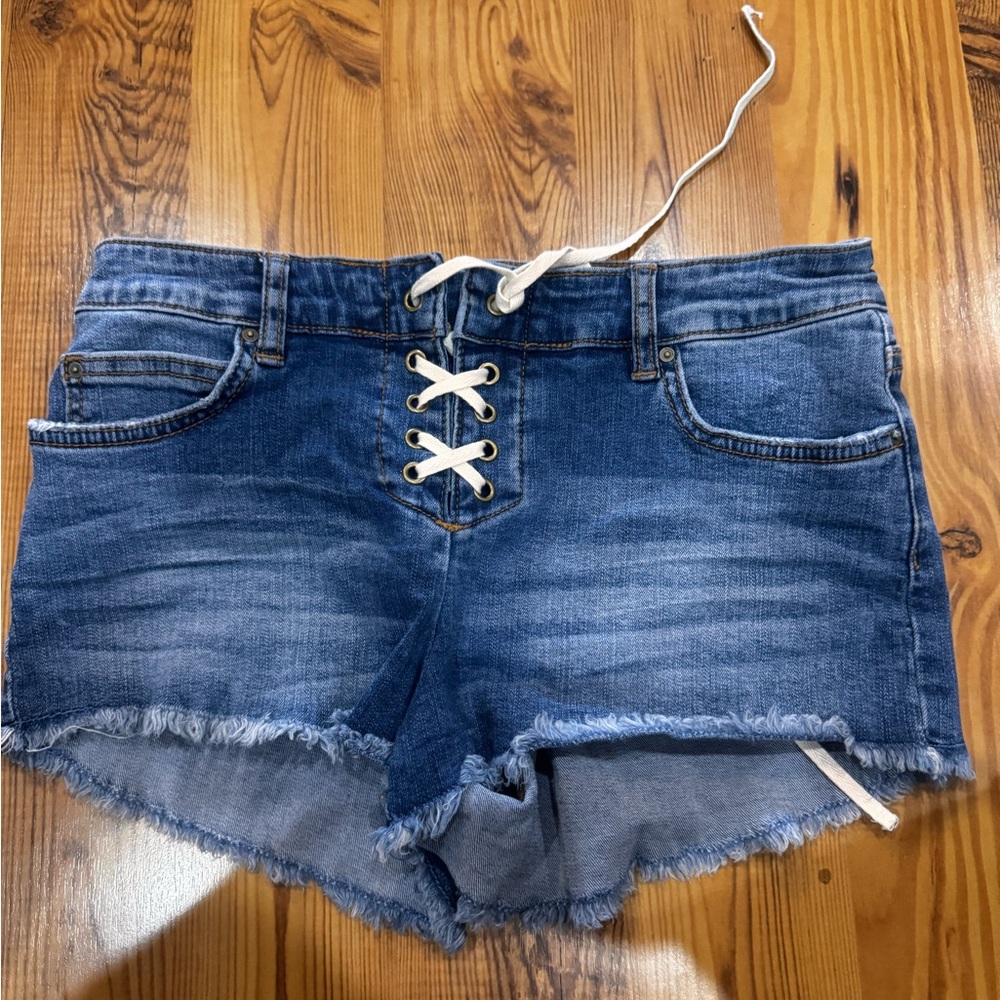 Billabong Blue Lace-Up Jean Shorts